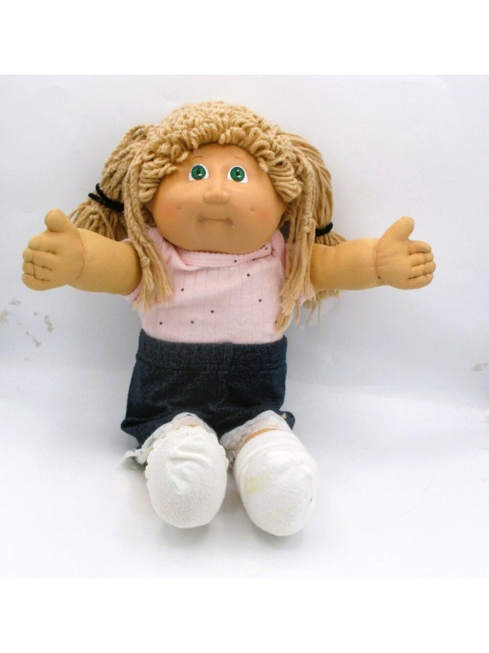 1985 HM2 P Factory Cabbage Patch Doll Sandy Hair Poodle Pigtails  Green Eyes Red